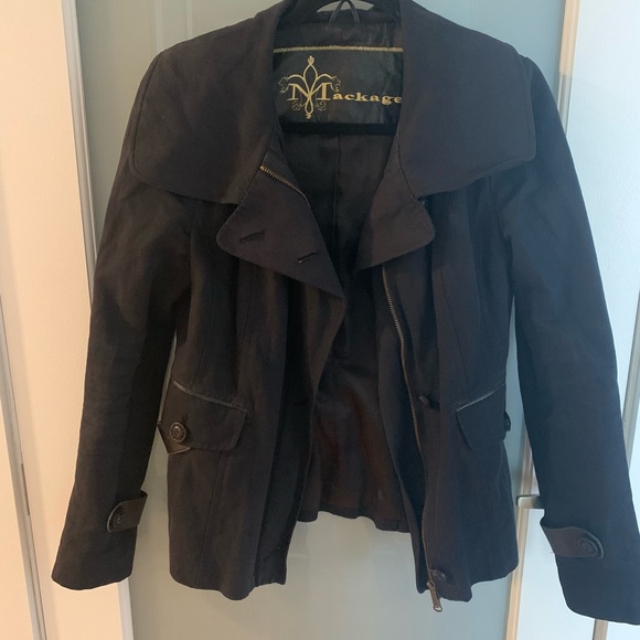 Black Mackage jacket with leather detailing. Size Medium. - Picture 2 of 7